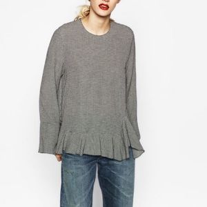 Zara Frilled Check Top Blouse Top / Shirt XS